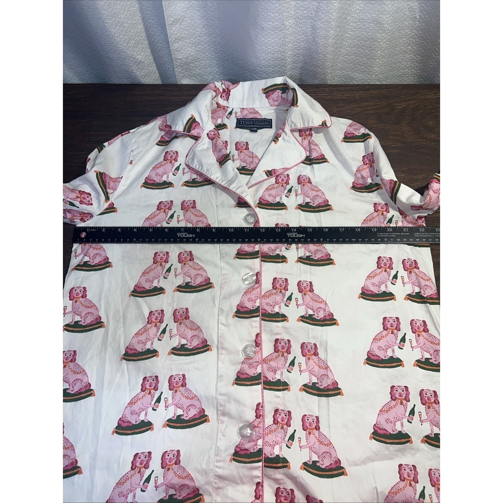 Toss Designs Women's L/XL Pajama Sleep Dress Nightgown Button Up Dog Print - Picture 4 of 5